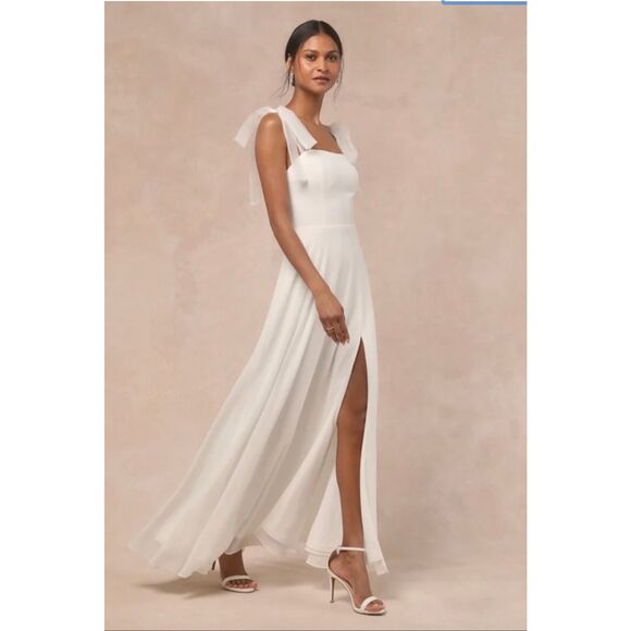 Lulus Radiant Romance Tie Strap Maxi Wedding Dress New XL - Picture 1 of 5